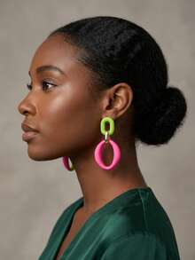 Geometric Exaggerated Hoop Earrings New Niche Fashion Personalized Retro Hong Kong Style Large Ear Studs Drop - Three-tier Link Earrings - View 6