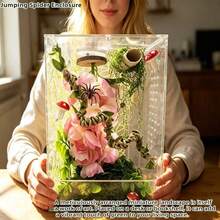 3PCS/Set Magnetic Jumping Spider Enclosure Decor Accessories Kit, Artificial Hanging Flower Vines Moss Hide Tube Flexible Mesh Climbing Net, Mini Reptile Habitat Decor Set For Jumping Spiders, Small Arachnids, Insect Pet Terrarium Ornament Supplies - View 5