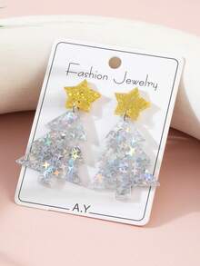 1 par de pendientes colgantes de Halloween, diseño divertido, lindo y juguetón, pendientes para fiesta de Navidad, Acción de Gracias, Halloween y Año Nuevo - Multicolor - Ver 4