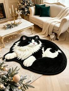 1pc Black Cat Pattern Doormat, Christmas Gift, Doormat, Small Rug, Welcome Mat, Carpet, Floor Mat, Outdoor Doormat, Kitchen Rug, Home Decor, Front Door Mat, Area Rug, Outdoor Mat - Multicolor - View 1