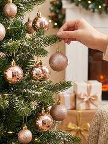 42pcs Christmas Ball Ornaments, Christmas Tree Hanging Decor, Champagne Gold Mirror Christmas Decorative Balls, Christmas Snowball Hanging Ornaments, Hanging Decorations, Christmas Tree Ball Ornaments, Winter Party Decorations, Christmas Decorations, Christmas Gifts, Christmas Fireplace Decorations, Holiday Atmosphere Party Decor Supplies, Christmas Indoor And Outdoor Decorations, Xmas Decor - Champagne Gold - View 4