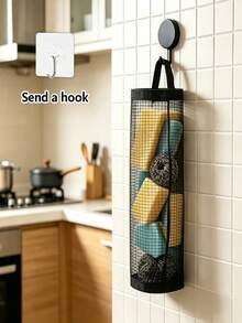 2/6pcs(1set) Plastic Bag Dispenser Storage Rack,Suitable For Kitchen,Behind Door Storage,Kitchen Organization,Kitchen Essential,Kitchen Accessories,Bathroom Accessories,Home Kitchen Tools, Kitchen Decor.Back To School/Room Decor/Bedroom Decor/Storage - Upgraded - View 4