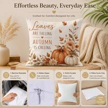 Autumn Vintage Pumpkin Floral Cushion Cover 4pcs Set, Single-Sided Printed Peach Skin Velvet Polyester Material, 45*45CM/18*18inch Pillowcase Suitable For Room Decoration, Modern Minimalist Sofa Living Room Decor, Gift Giving, Party Decoration - Multicolor - View 4
