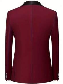 Men's 3-Piece Suit, Blazer + Vest + Trousers, Fashionable & High Quality, Suitable For Weddings, Parties Or Formal Events - Burgundy - View 4
