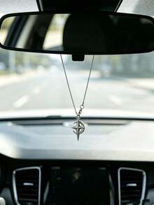 1pc Alloy Star And Moon Car Pendant, Gothic Celestial Rearview Mirror Ornament, Metal Auto Interior Decoration Accessory For Men Women - A - View 2