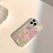 1pc Feather Tulle Shell IMD Lens Protection Anti-Fall Gradient Pink Lotus Dragonfly Pattern Personalized Phone Case Compatible With IPhone 16 Pro Max/17/16/15/14 Plus/13/12/11/Air And Series - Multicolor - View 5