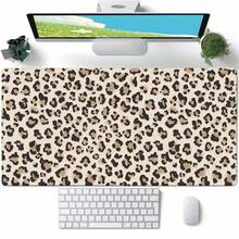 1pc Leopard Print Leather Mouse Pad Extra Long Non-Slip Waterproof Leather Desk Pad Office Gameing Table Mat Back To School, Creative Mousepad For Office Gaming Working - View 1