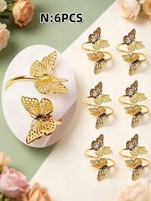 1pc/6pcs/12pcs Creative Napkin Rings, Decorative Napkin Holders For Birthday, Farmhouse, Wedding, Restaurant, Hotel, Valentine's Day, Banquet, Buffet Table Decor, Party Supplies, Home Kitchen Table Decoration - Multicolor - View 45