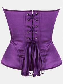 Women's Solid Color Court Style Corset Top, Minimalist Elegant Waist-Cinched Body-Shaping Bust-Support Sexy Bodice, Suitable For Ball, Music Festival, Halloween Costume, Role Play, Purple - Purple - View 3