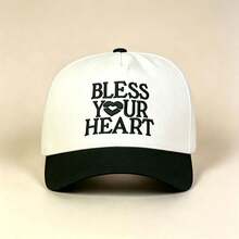 1pc BLESS YOUR HEART Letter Heart Embroidered Baseball Cap Leopard Print/Solid Brim Adjustable Casual Sun Hat Women Outdoor Cap - Multicolor - View 12
