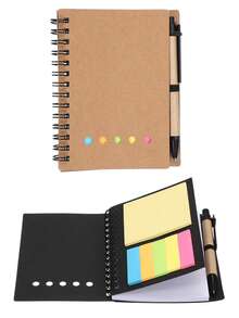 Juego de cuadernos de bolsillo con espiral, notas adhesivas y bolígrafo, cuaderno pequeño de 3.9 x 5.1 pulgadas con líneas, pestañas de índice de notas adhesivas de 6 colores surtidos, adecuado para uso de oficina y negocios - Set de libretas de espiral de 5 orificios - Ver 10