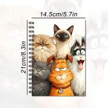 1pca A5 Cartoon Group Cats & Funny Dog Watercolor Spiral Notebook, 25 Sheets (50 Pages) With High Quality Paper, Portable For Note Taking, Studying Creative Writing Ideal For Students, Professionals Artistic Design Lovers - Rectangle - View 9