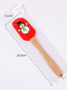 1pc Wooden Handle Silicone Spatula, Heat-Resistant Baking Silicone Scraper With Pink Satin Ribbon Bow, Suitable For Baking, Cooking And Stir-Frying - Multicolor - View 12