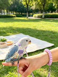 Colorful Polka Dot Parrot Flight Suit Leash Set With Wrist Strap + 50pcs Disposable Diaper Set, Adjustable Anti-Escape Bird Harness Leash, Multi-Color Portable Anti-Loss Outdoor Flight Rope, Suitable For Cockatiel, Budgie And Small To Medium Pet Parrots - Multi-color - View 4