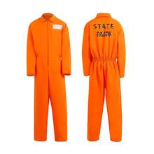 Unisex Prison‑Theme Jumpsuit Costume, Work‑Style Coverall Outfit For Halloween Party Stage Performance Cosplay - Orange - Long Sleeve - View 1