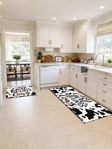1pc Cow Print Kitchen Mat, Fun Holiday Style, Suitable For Autumn Party, Bathroom, Room, Kitchen, Sink Area And Home Holiday Decor, Foot Mat, Pet Mat - Multicolor - View 2