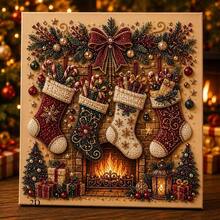 Set Lukisan Berlian Natal 2D Berbentuk Khusus, Hiasan Dinding Mutiara Rhinestone, Lonceng Natal, Rumah Kue Jahe, Kaus Kaki Rusa, Pola Pohon, Dekorasi Kanvas Cocok Untuk Ruang Tamu, Kamar Tidur, Hadiah Liburan - A - View 6