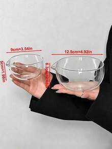1pc INS Minimalist Transparent Glass Matcha Bowl With Pouring Spout, Japanese Ritual Tea Bowl Tea Sea Tea Dispenser, Large Capacity Kitchen Drinkware, Home Tea Set Accessories, Matcha Tools, Matcha Plate, Large Capacity Can Be Used As Salad Porridge Juice Bowl, Back To School, Christmas, Halloween - Multicolor - View 10