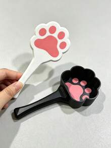 1pc Cute Paw Shaped Pet Food Scoop, Long Handle Plastic Measuring Spoon, Multi-Color Available, Feeding Spoon For Cats & Dogs, Pet Dry Food Feeding Accessory - Negro - View 8