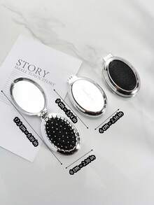 1 buah Sisir Saku Lipat Oval dengan Cermin Kecil Terintegrasi, Sisir Perjalanan Portabel Ringkas untuk Tas, Unisex - MultiWarna - View 3