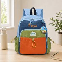 Personalized Color Block Backpack, Fashion Casual Daypack With Front Pocket, Lightweight Outdoor Sports Rucksack, Zipper Backpack For School, Hiking - Multicolor - View 13