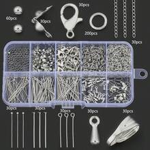 500pcs/Box DIY Jewelry Findings Set Including Jump Rings, Positioning Beads, Lobster Claws, Crimp Ends, 7-Segment Chains, Seed Beads, Teardrop Pendants, 9-Pin Hooks, Flat Pins, Bead Pins, Suitable For DIY Bracelets, Necklaces, Accessories, Open Connectors, Keychains, Bag Charms, Jewelry Making Materials - Accessory Set - View 13