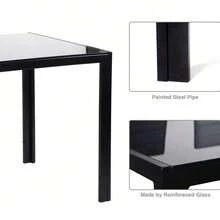 Dining Table And Chairs Set Of 4/6, Glass Kitchen Table And Faux Leather Padded Chairs Kitchen Dining Table Set - Black - View 4