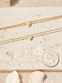 Gelang Kaki Huruf Hati dari Baja Tahan Karat Berlapis Emas - Gelang Kaki Huruf yang Dipersonalisasi, Rantai Halus, Perhiasan Nama yang Disesuaikan, Gelang Kaki Pantai Laut, Hadiah untuk Wanita - Emas - View 3