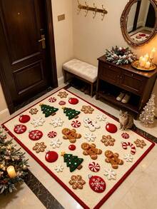 1pc Christmas Cookie Pattern Doormat, Christmas Gift, Doormat, Small Rug, Welcome Mat, Carpet, Floor Mat, Outdoor Doormat, Kitchen Rug, Home Decor, Front Door Mat, Area Rug, Outdoor Mat - Multicolor - View 2