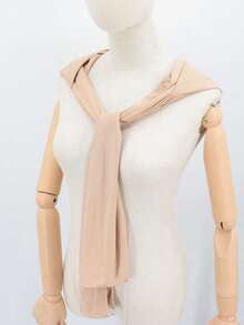 (With Hair Band) Women's Solid Color Scarf Hooded Shawl Headscarf Hat, Warm Windproof Elegant Minimalist Versatile Wear, Suitable For Daily And Holiday Use - A - View 5