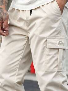 Spring/Autumn New Men's Workwear Cargo Pants, Multi-Pocket Loose Casual Minimalist Versatile Japanese Style Jogger Pants, Runs Small, Recommend Ordering One Size Up - Khaki - View 6
