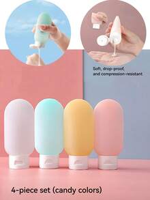 4pcs Plastic Travel Refillable Bottles Set, Leak-Proof, Fragrance-Free Cosmetic Containers, Suitable For Lotion, Shower Gel And Skincare Products, Portable Toiletries Set, Travel Essentials, Birthday Gift, Christmas Gift - Multicolor - View 4