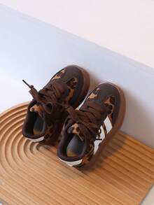 1 Pair Kids Patchwork Retro Sneakers, Unisex Boys & Girls Spring/Autumn Anti-Slip Casual Sports Shoes - Brown - View 7