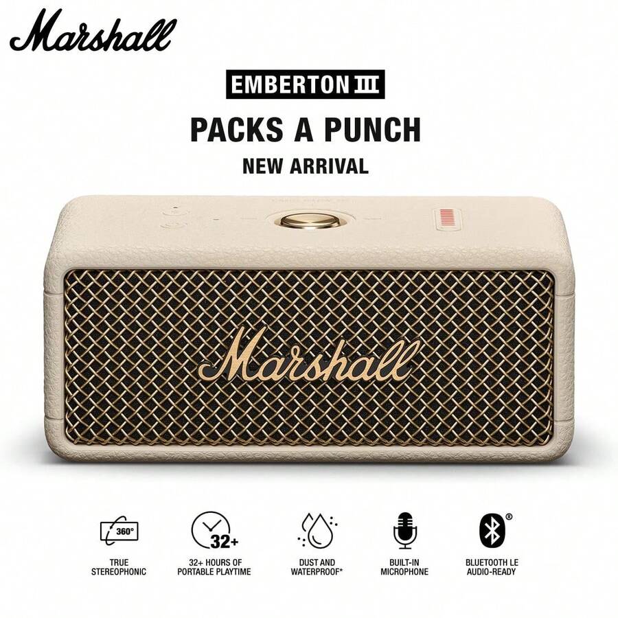 Marshall Emberton III Portable Bluetooth Speaker, Deep Bass, 32-Hour Playtime, Portable Wireless Suitable For Travel And Outdoor Use - View 1