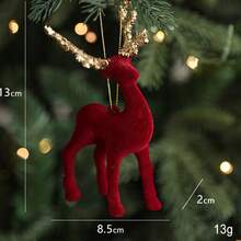 Luxury And Exquisite Red Flocked Christmas Ornament, Christmas Tree Decoration, Snowflake, Reindeer, Bow, Bell Pendant, Christmas Ornament, Christmas Gift. - Multicolor - View 16