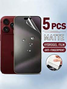 5 Pcs Matte Hydrogel Film Compatible With IPhone 18 Pro Max 17 Air 16 Pro Max 16e 15 Pro 14 Plus 13 12 11 X XS MAX XR-Full Screen Protective, Scratch-Resistant, Anti-Glare, Oil-Resistant, Fingerprint-Resistant, High-Sensitivity Touch, Perfect Fit, No Bubbles - Clear - View 37