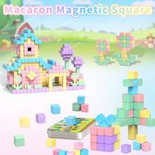 36/60pcs Travel Magnetic Building Blocks, Magnetic Construction Toys, STEM Learning Block Set, Macaron Theme, With Storage Box, Parent-Child Interaction, Suitable As Back To School Gift, Birthday Gift, For 3 Years Old Boys And Girls - Multicolor - View 2