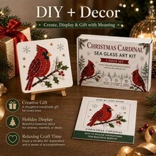 مجموعة فن الفسيفساء من الزجاج البحري DIY مع حامل لوحة مكتبي، حرفة الرسم بالألماس اللامع، مناسبة للمبتدئين، مجموعة أحجار الراين الجذابة، قابلة للتطبيق على المدفأة والمكتب وديكور الأحجار الكريمة، ديكور المنزل في عيد الميلاد والخريف، ديكور غرفة المنزل في عيد الميلاد - أنماط متعددة - مشاهدة 6