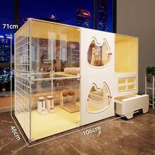 広々大型キャットケージ 室内用 くつろぎスペース＋猫トイレ区分一体型 一室一ルーム設計 猫ヴィラ 多頭飼い対応 - L - チェックする 6