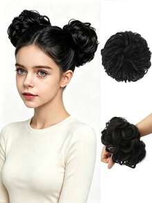 6inch 2pcs Women's Messy Bun Hair Scrunchie Hair Piece – Elastic Wavy Curly Hair Bun Extension Synthetic Hair Piece Suitable For Women And Girls - Multicolor - View 12