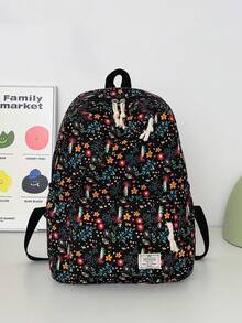 1pc Floral Pattern Backpack, Large Capacity Student School Bag With Laptop Compartment, Adjustable Shoulder Straps, Casual Lightweight Travel Backpack, Perfect For Girls/Teens/Students/Graduates, Suitable For Daily Use, Outings, Travel, School And Back To School Season - 2348 - View 15