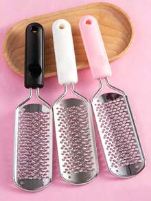 1pc Foot File & Pedicure Brush, Stainless Steel Foot Exfoliating Scraper For Removing Calluses, Hard Skin And Cracked Dead Skin, Suitable For Dry And Wet Feet - Multicolor - View 1