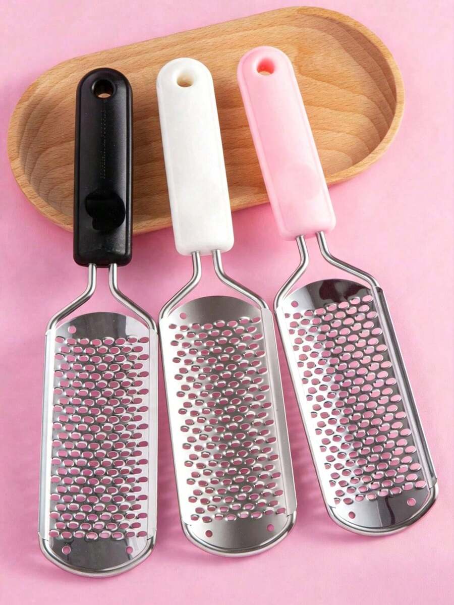 1pc Foot File & Pedicure Brush, Stainless Steel Foot Exfoliating Scraper For Removing Calluses, Hard Skin And Cracked Dead Skin, Suitable For Dry And Wet Feet - Multicolor - View 1