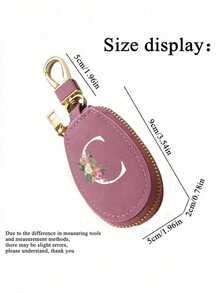 Multifunctional Key Case, Decorated With Fashionable Pink Floral And White Letter A-Z Pattern, Pink Keychain. Zipper Keychain, Floral Pattern Design, Zipper Storage Bag, Car Key Organizer, Car Key Chain, Compact Portable Key Bag With Minimalist Design, Travel Accessory, Elegant Ornament, Suitable For Home, Office, Travel, Car, Men And Women, Perfect Gift For Friends, Family, Couples, Anniversary, Birthday, Wedding, Graduation, And Teacher's Day - Multicolor - View 10