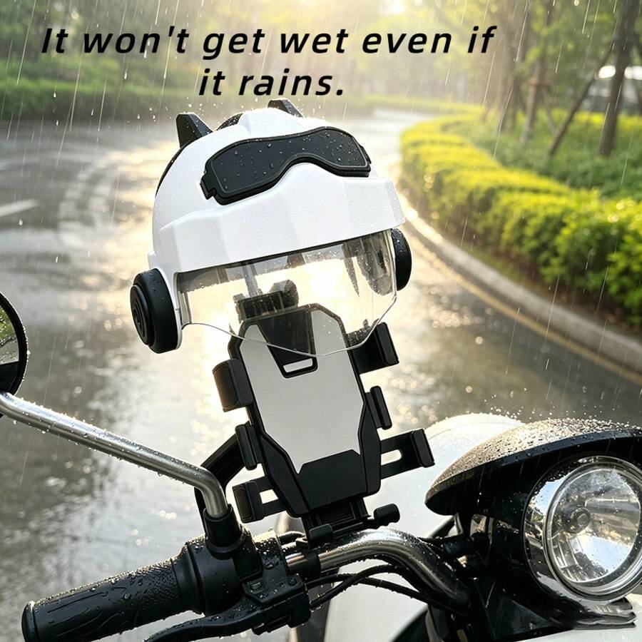 1PC Silicone Shock-Absorbing Anti-Slip Anti-Vibration Upgraded Cycling Phone Holder With Personalized Motorcycle Style Helmet, Handlebar / Rearview Mirror Dual Mount, Easy Installation Fixed Bracket, Universal Electric Scooter, Motorcycle Accessories, Bicycle Accessories, Outdoor Cycling Essential - Multicolor - View 1