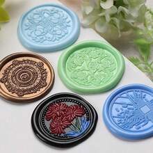 1 con dấu sáp Vintage Floral Window Series, tròn 3cm, chất liệu đồng thau, nhiều mẫu hoa văn, phù hợp cho thiệp mời đám cưới/đồ handmade DIY/dán phong bì/trang trí thiệp lễ hội/sưu tầm (không bao gồm cán cầm/sáp/mực) - Dòng cửa sổ hoa mới - Xem 5