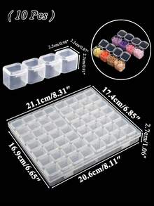 1/2/3/4/10pcs 28/56 Grid Clear Painting Storage Box, Fake Nail Storage Box, Nail Art Tool Jewelry Storage Box, Empty Clear Nail Art Decoration Plastic Display Box Organizer, Suitable For Nail Art Accessories, Earrings, Necklaces, Rings, Jewelry Beads - Clear - View 14