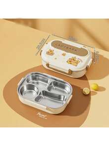 304 Stainless Steel Divided Lunch Box, Cute Capybara Design, 3 Compartments Large Capacity Leak-Proof, Microwave/Dishwasher , Suitable For School, Work, Office, Picnic, Camping, College Dorm, Back To School Essential, Japanese Cute Style - Multicolor - View 6