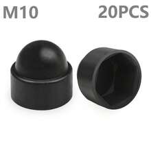 20入 M6/M8/M10 螺帽保護蓋，六角螺帽蓋，塑膠六角密封螺帽蓋，螺絲螺帽 PE 蓋，適用於機動車輛、機械、家具等 - 黑色/灰色 - 黑色的 - 查看 1