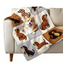 1PC Pet Blanket Featuring A Cute Dachshund Design; Ultra-Soft, Perfect For Everyday Use And As A Pet Bed For Pet Lovers - 70x100cm - View 1